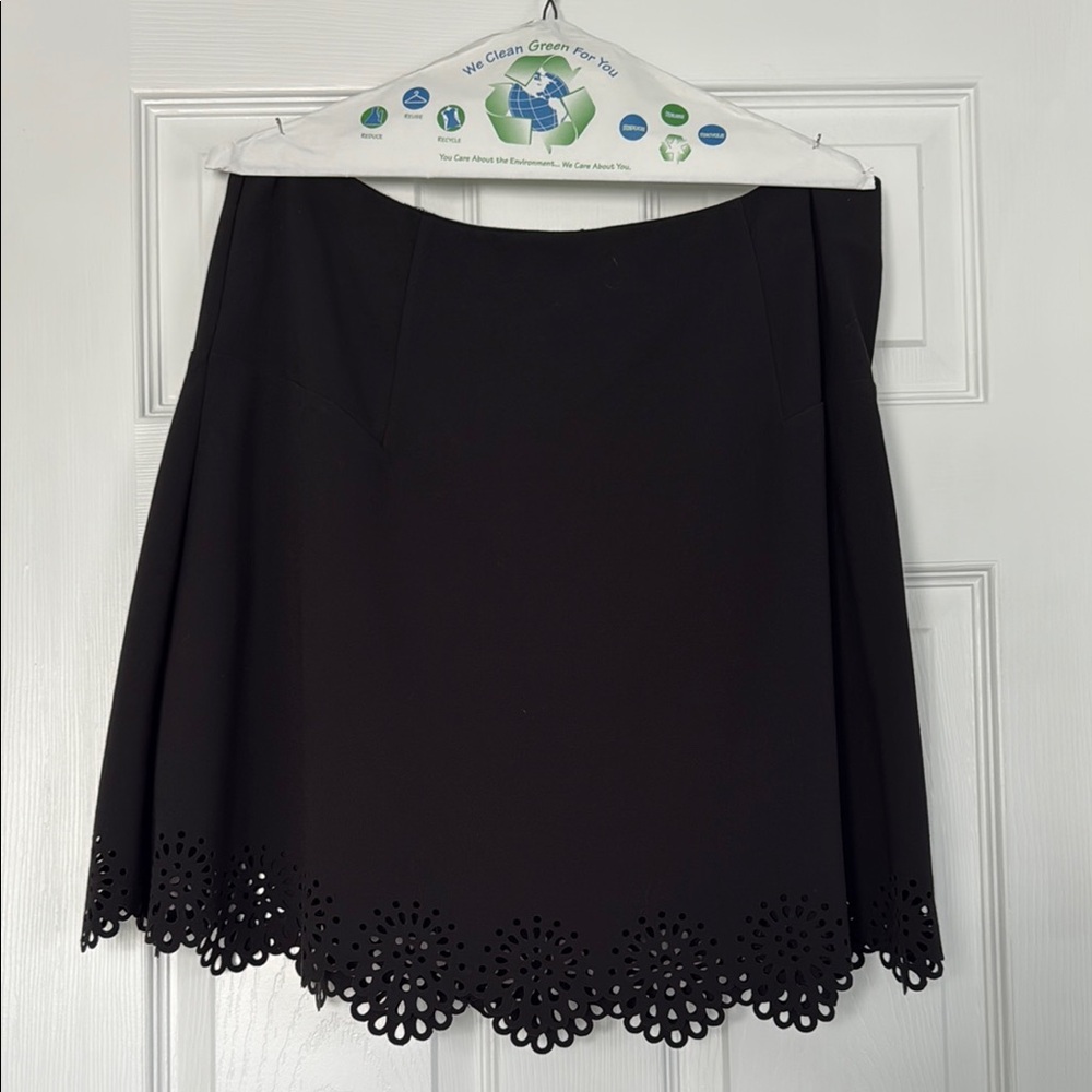 LOFT Black A-line Mini Skirt with Cut Out Detail